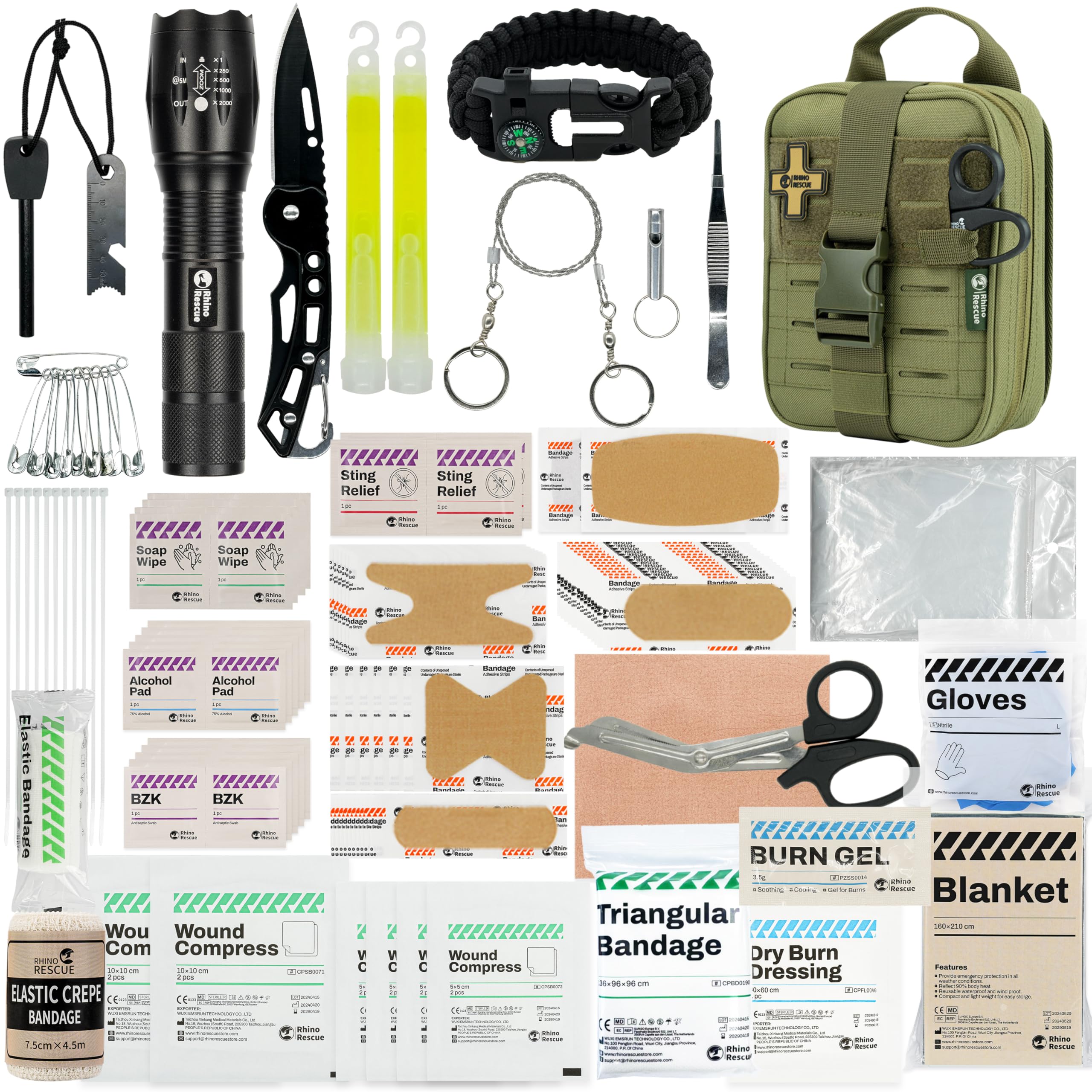 RHINO RESCUE Survival First Aid Kit, HSA/FSA Eligible, Emergency